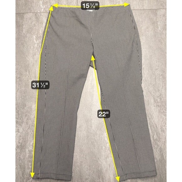 J Jill Premium Bistretch Sz 8 Petite Black White Checked Cropped Ankle Pant - Picture 2 of 5